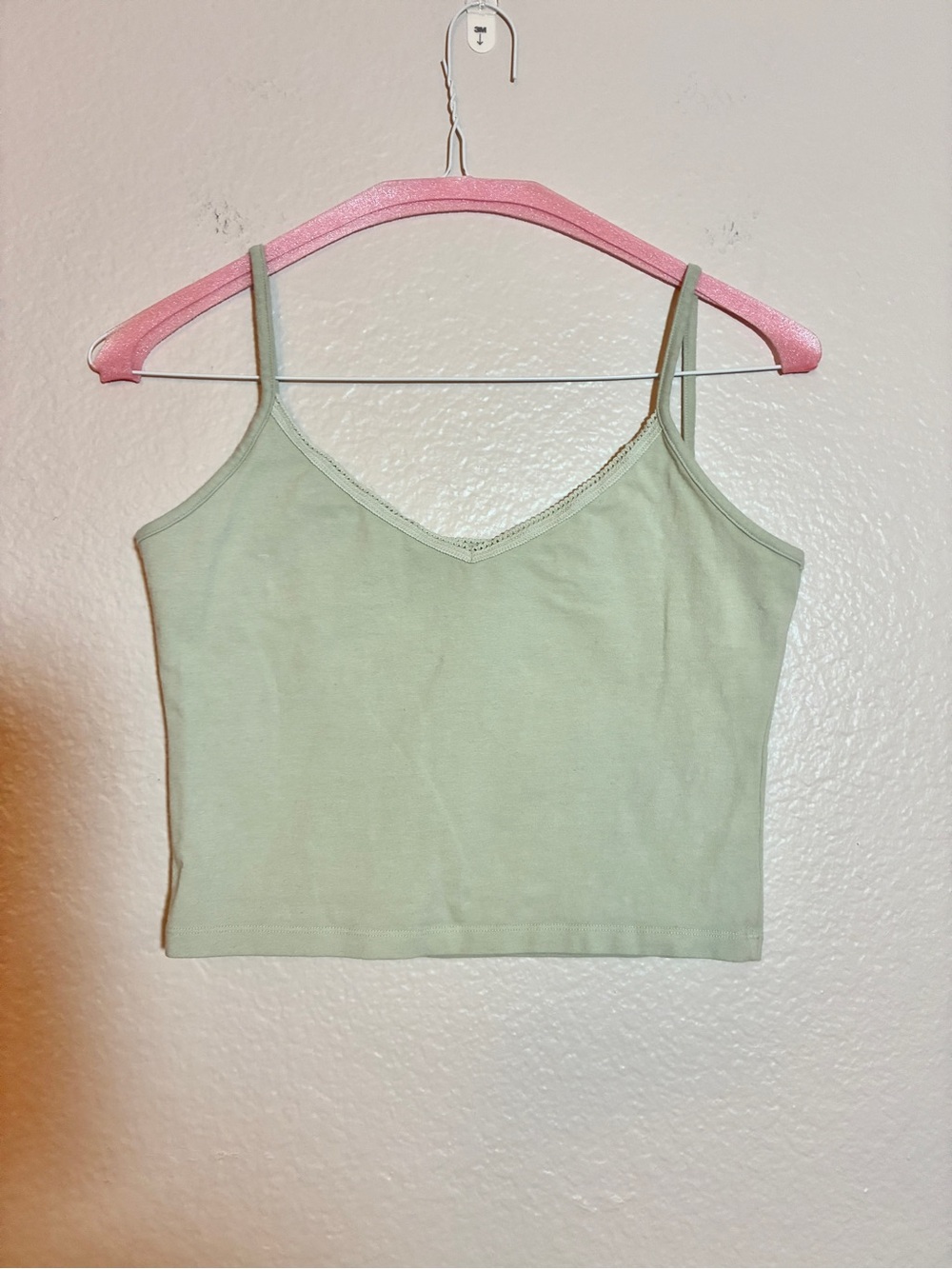Brandy Melville Light Green Cotton Tank Top Fitted Basic Women's One Size Y2K
